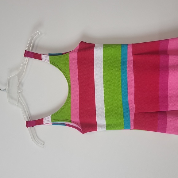 TOVIA Pink White Green Blue Stripe Tank Dress - Picture 2 of 6
